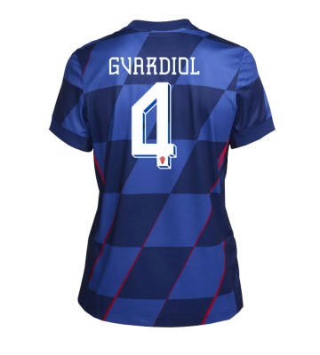 Kroatien Josko Gvardiol #4 Udebanetrøje Dame EM 2024 Kort ærmer